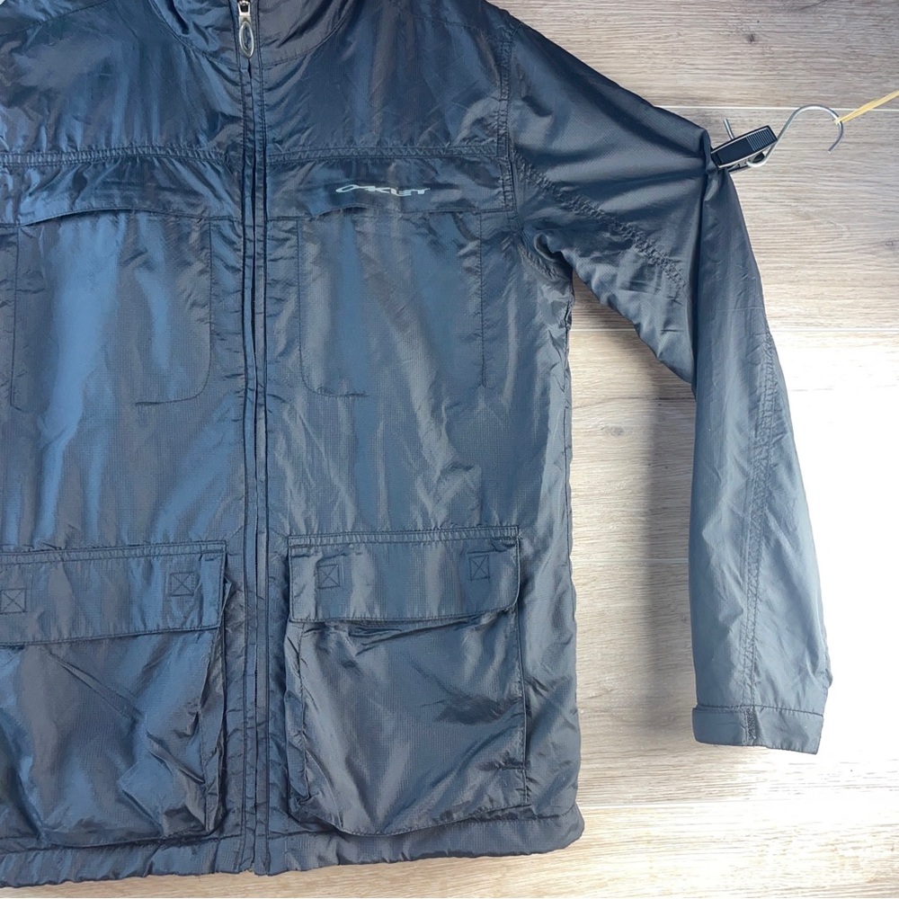 Vintage Oakley Black Windbreaker Field Jacket Mens Small Lined Utility Pockets - Picture 4 of 10